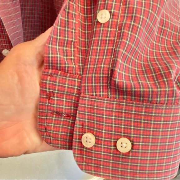 Croft‎ and Barrow Mens Shirt classic fit Mens 16.5”-17” Red Plaid Long Sleeve - Picture 6 of 11